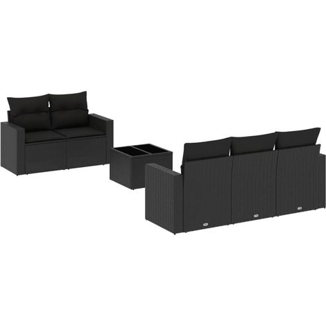 Maison Exclusive - Set Divano da Giardino 6 pz con Cuscini Nero in Polyrattan (1/3)