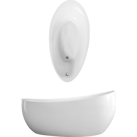 Vasca da bagno Villeroy &amp Boch Quaryl Oval Aveo Quaryl New Generation UBQ194AVE9W1V-01 1900x950mm, indipendente, senza cuciture, scarico e sfioratore premontato, bianco, lucido, colorazione: bianco-alpino - UBQ194AVE9W1V-01