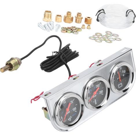 Set Triple Jauge 2in 3-en-1 Eau Température Pression Huile Ampèremètre Universel 12V Voiture Camion Bateau (1/5)