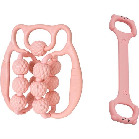 Rouleau de massage pour les jambes, 13 rouleaux de massage manuels et 1 bande élastique, rouleau de massage en forme d'anneau pour les muscles, les jambes et les bras avec poignée-AquaForge