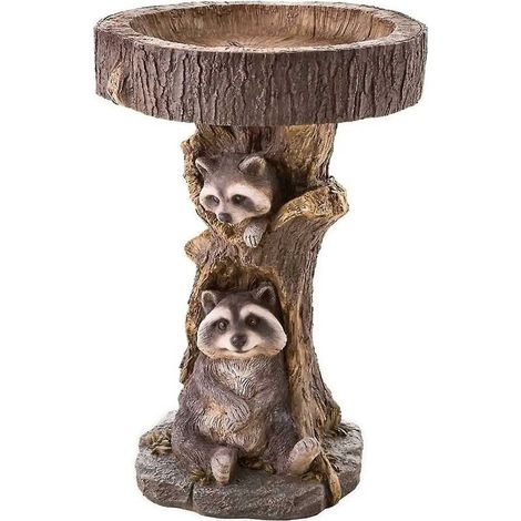 Bebedero para pájaros de resina para exteriores – Resistente a la intemperie – Ligero y fácil de mover – Para agua y semillas – Decoración de jardín (1/5)