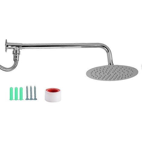 Pommeau de douche rond de 20 cm (8 po), filetage G1/2, acier inoxydable moderne, accessoires de salle de bain pour la maison, ensemble de pommeau de douche rond de 20 cm (8 po). (1/5)