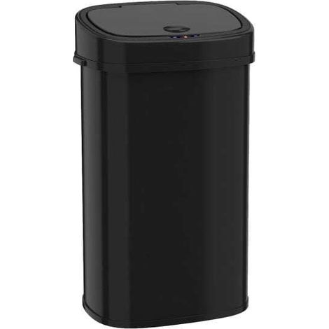 Poubelle automatique noire 58 L à double compartiment avec capteur infrarouge et fermeture douce pour cuisine bureau et salon (1/5)