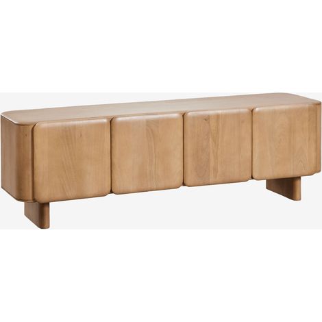 Sklum – Meuble TV en bois de manguier 175 cm – Finition laquée semi-brillante – Portes à fermeture douce – Câbles dissimulés