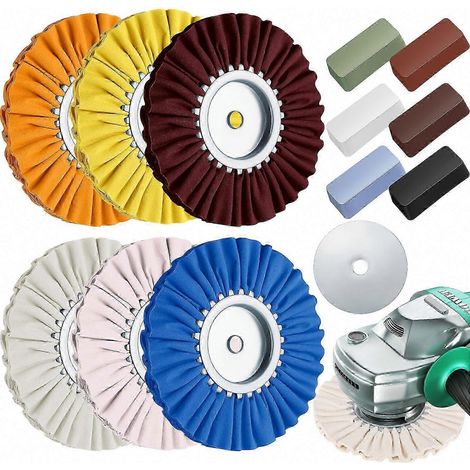 Jeu de 12 disques de polissage 8 pouces, alésage 5/8 pouce, meules à lamelles pour métal aluminium, kit de lustrage pour perceuse (1/5)