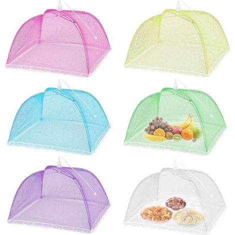 Cloche Alimentaire - Polyester + Acier Galvanisé - Pour Fruits Légumes Viandes - 32 x 32 x 15 cm - 6 Pièces (1/4)