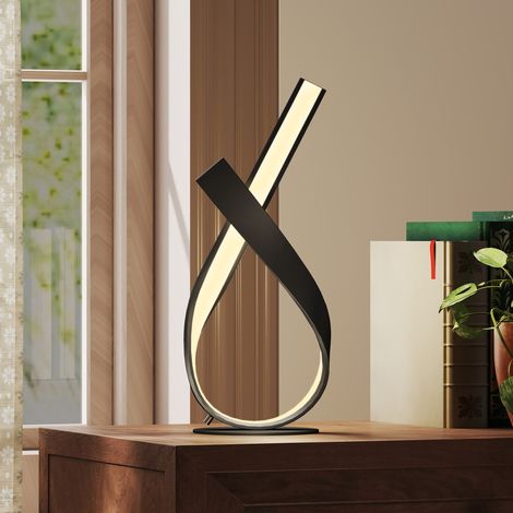 Lampe à poser design contemporain - lampe de table design spirale - dimensions 21L x 15l x 43H cm - alu. LED chaud noir blanc