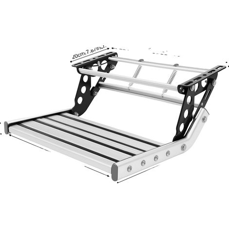 Marchepied pliant pour camping-car, capacité de charge 150 kg, prévention des glissades avec lumière LED, Argent (1/2)