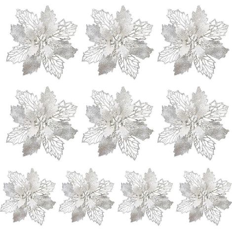 10 fleurs décoratives artificielles - blanches et colorées - 9,5 cm (1/5)