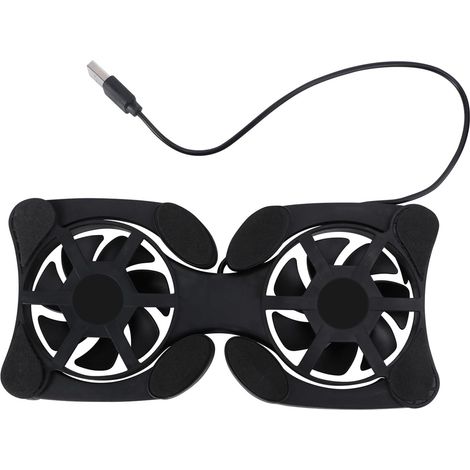 Support de Refroidissement Pliable USB 2 Ventilateurs ABS Noir Faible Consommation d'alimentation Dissipateur Thermique pour Ordinateur Portable (1/5)