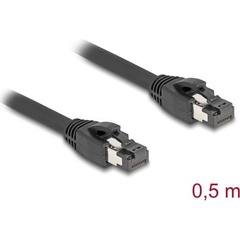 Delock Cable de red RJ45 Cat.8.1 S/FTP, 50 cm hasta 40 Gbps, negro