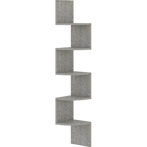 vidaXL Scaffale Angolare a Muro Grigio Cemento 19x19x123cm