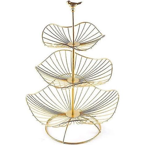 Corbeille à fruits à 3 niveaux, grande corbeille à fruits en acier, corbeille à pain, corbeille à fruits en métal style vintage, présentoir à fruits, coupe à fruits design (1/5)