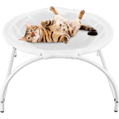 Nouveau produit tendance en ligne : Lit respirant pour chat, adapté à toutes les saisons, lit à bascule/berceau amovible, idéal pour se rafraîchir en été, lit pour chat blanc. (1/5)