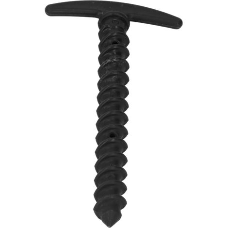 Lot de 10 piquets de tente en plastique noir en forme de T, 14,5 cm (5,7 po), pour bâches, auvents et randonnées. (1/5)