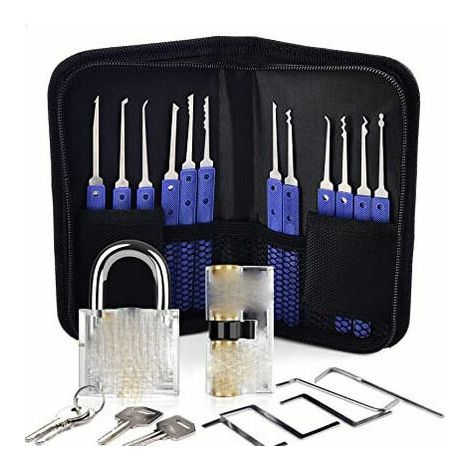 royaluxe - Kit de crochetage, outils de formation pour kit de crochetage, poignée en silicone confortable, pour serruriers débutants et professionnels - Bleu (1/5)