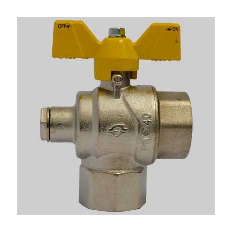 VALVOLA A SFERA SQUADRA CON PRESA PRESSIONE  3/4 F x 3/4 F     F.I.V.