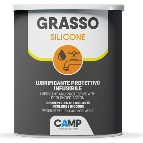 Camp GRASSO SILICONE, Grasso lubrificante di silicone, Infusibile, Protettivo, Trasparente, Inerte, Inodore e Idrorepellente, 1 kg