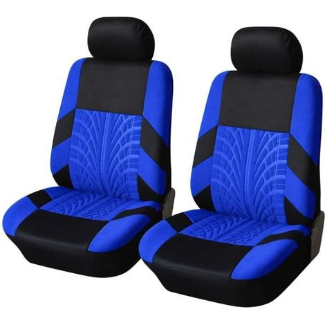 Housse de siège voiture - Universelle - 2 pièces - Polycoton imperméable - Compatible airbag - Bleu (1/4)