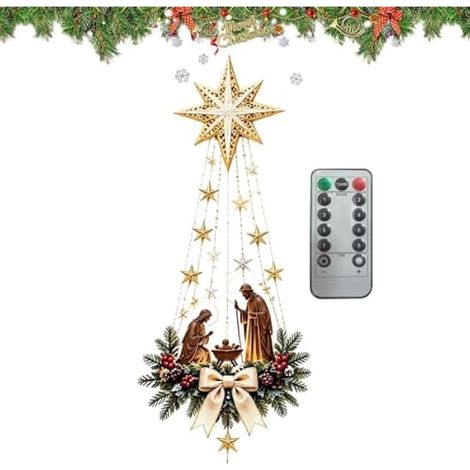 Étoile Lumineuse Religieuse 3D avec Décoration Murale de Noël avec Crèche (1/5)