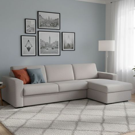 Talamo Italia Sofa cama Alicya, Sofá de esquina, 100% Made in Italy, Sofá con apertura giratoria, con contenedor reversible Peninsula, con reposabrazos estándar, Cm 280x95h90, Gris, con embalaje refor (1/5)
