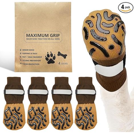 Dog Socks Dog Socks Textiles and Accessories for Cushion Protection (Brown, M) (1/5)