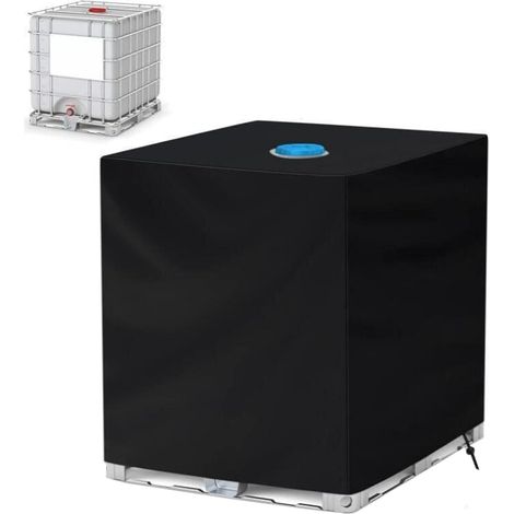 Funda protectora impermeable para depósito IBC, tejido Oxford con protección UV, color negro, 120 x 100 x 116 cm. (1/4)