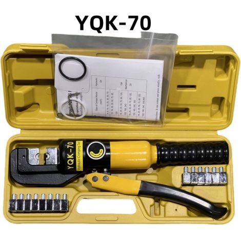 Pince à Sertir Hydraulique Pression 8T avec  Ensembles de Moules à Sertir 4-70 mm² pour Cosses de Câble en Cuivre et Aluminium