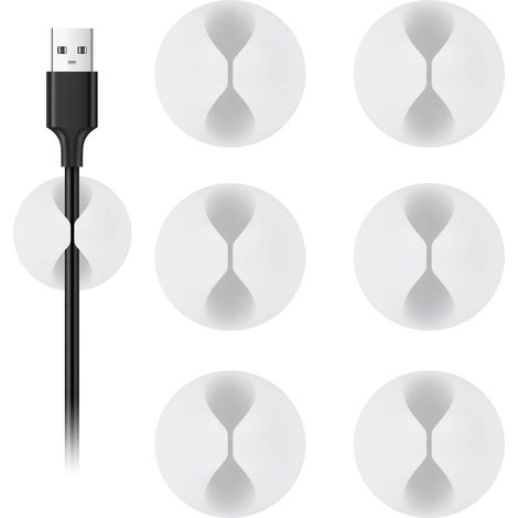 Fascette per cavi, set da 6, bianche, per la gestione dei cavi, ideali per la scrivania, il comodino e il caricabatterie per auto (set da 3). - AquaForge (1/5)