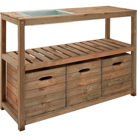 TABLE JARDINAGE BOIS 129X45X90