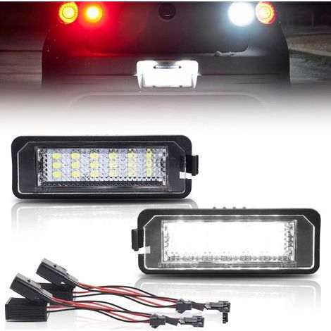 LED Éclairage plaque immatriculation pour VW Golf 4 5 6 MK4 MK5 MK6 Passat Polo CC Eos Scirocco, Éclairage de plaque d\'immatriculation Canbus de haute qualité, sans erreur, 18 SMD, 2 pièces (1/5)