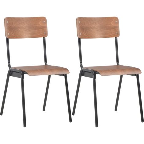 Esszimmerstühle 2 Stk. Braun Massives Sperrholz Stahl