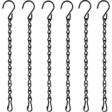 Lot de 6 chaînes de suspension robustes - 33 cm noires à utiliser sur des pots de fleurs, des mangeoires, des lanternes, des panneaux d'affichage, etc. (1/5)