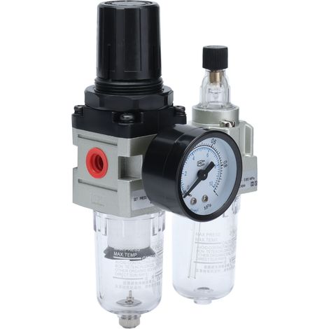 Wasser- und Ölabscheider für Druckluft, Filterregler mit Manometer, 0,05–0,85 MPa, G1/4-Anschluss (1/5)