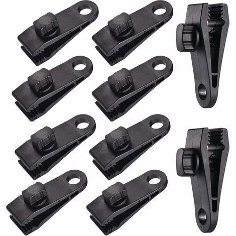 10 pinces pour bâche – lot de 10 pinces robustes en plastique ABS, idéales pour tentes, auvents et bâches extérieures