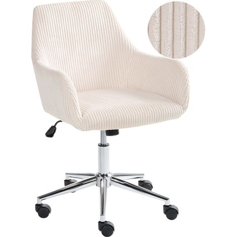 Silla de oficina giratoria ajustable escritorio con asiento y respaldo de pana beige claro Wellston (1/5)