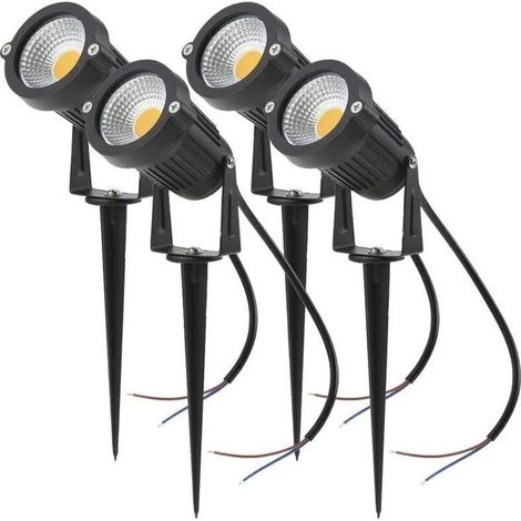 Lot de 4 Spot LED Cob 5W 220V Spots Jardin Orientables avec Piquet Luminaires Extérieur Jardin Terrasse(Blanc chaud) (1/5)