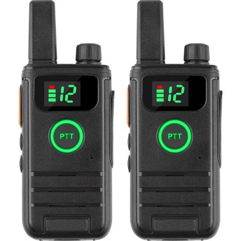 2 talkies-walkies mini portables - Batterie 6800mAh - Radio bidirectionnelle - Inclus headset - Communication longue distance fiable et compacte (1/4)