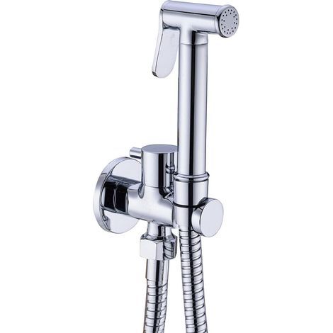Spruzzatore bidet, kit spruzzatore bidet portatile in rame con valvola di intercettazione in ottone, cromato (1/5)