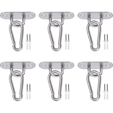 Crochet de Plafond, 6 Ensembles M5 Ovale Crochet Plafond Suspension (y Compris Vis, Boucles à Anneaux), pour Plantes Suspendues Moustiquaires Hamacs