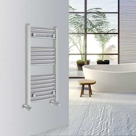 WarmeHaus Curved Bathroom Heated Towel Rail 800x400mm Chrome