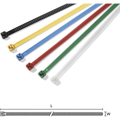 Lot de 25 colliers ré-ouvrables bleu 195x4,7mm PA66 – Crantage extérieur pour protection câbles – Pour repérage et identification – Hellermanntyton