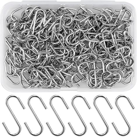150 Pièces Mini Crochets en S en Acier Inoxydable 20 x 8 mm S Crochets Connecteurs en Métal Cintres à Crochet en Forme S pour Bricolage, Bijoux Suspendus, Porte-Clés, Étiquettes, Artisanat DIY (1/5)