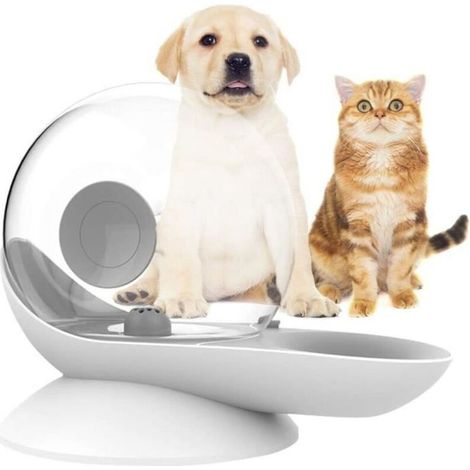 Fontaine a eau pour chat sans electricite,Abreuvoir à gravité Automatique Distributeur de Bol d\eau pour Chien et Chat -Gris (1/4)