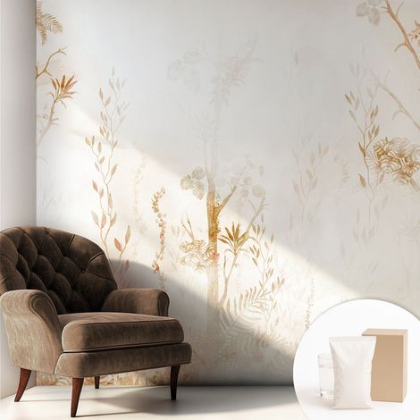 Papier peint intissé mural avec imprimé motifs décoratifs - style contemporain - Colle incluse gratuite Élégance botanique 250x250 cm (1/5)