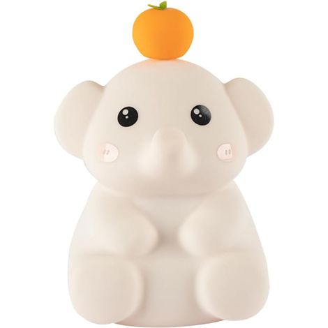 Lampe éléphant mignon, veilleuse en silicone avec 30 minutes, lampe de chevet rechargeable avec contrôle tactile, rose (1/5)