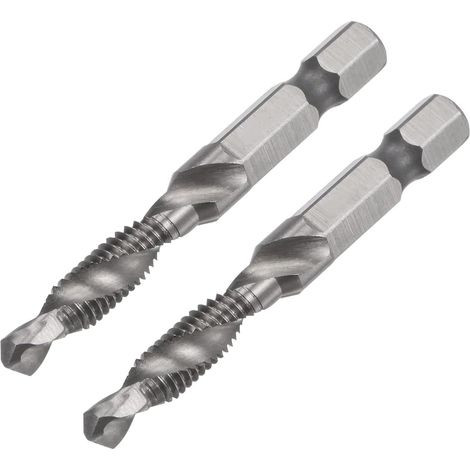 Juego de 2 machos de roscar M5 y brocas hexagonales de 1/4 de pulgada, herramientas de roscado y perforación en espiral de alta calidad. (1/5)
