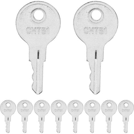 Lot de 10 clés de rechange pour camping-car - CH751 Clé de rechange universelle robuste pour serrure de porte de camping-car, armoire de rangement, boîte à outils multifonction, chariot utilitaire, po (1/5)