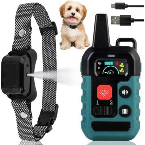 Collier de Dressage pour Chien avec Télécommande - Rechargeable et Humain : 4 Modes de Correction (Bip, Vibration, Spray, Spray Renforcé), Étanche IP67 avec Verrouillage Sécurité - Vert Foncé