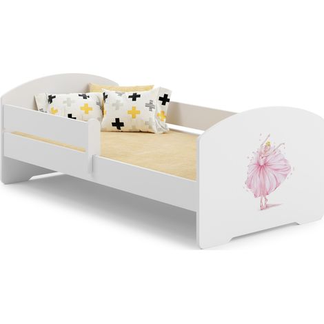 LUK letto per bambini con ringhiera 140x70 Principessa con corona